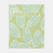 Tropische bladeren Schets Aangepaste naam Startdec Fleece Deken (Voorkant)