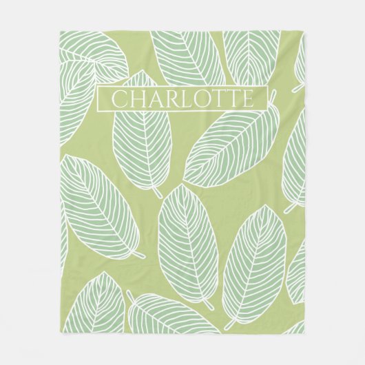 Tropische bladeren Schets Aangepaste naam Startdec Fleece Deken (Voorkant)