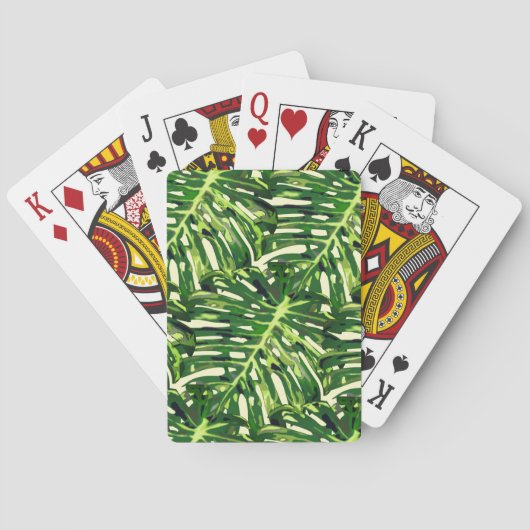 Tropische bladeren speelkaarten cadeau (Achterkant)