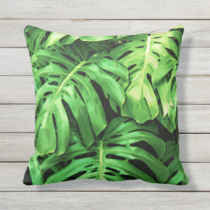 Tropische bladeren, Splitleaf Philodendron, groen Buitenkussen