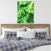 Tropische bladeren Splitleaf Philodendron, groen Canvas Afdruk (Insitu (Slaapkamer))