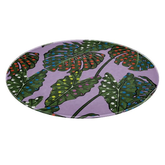 Tropische bladeren:  stip. snijplank (Hoek)