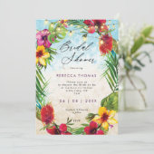 tropische bladeren strand bridal douche - uitnodig kaart (Staand voorkant)