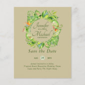Tropische Bladeren Strand Bruiloft Save the Date v (Voorkant)