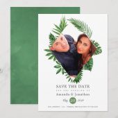 Tropische Bladeren Strand Foto Bruiloft Save The Date (Voorkant / Achterkant)