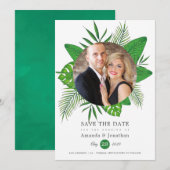Tropische Bladeren Strand Foto Bruiloft Save The Date (Voorkant / Achterkant)