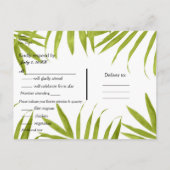 Tropische bladeren Summer Elegant Wedding RSVP Uitnodiging Briefkaart (Achterkant)