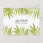 Tropische bladeren Summer Elegant Wedding RSVP Uitnodiging Briefkaart (Voorkant)