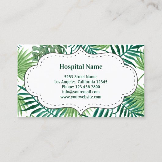 Tropische bladeren tandheelkundige kliniek tandart visitekaartje (Achterkant)