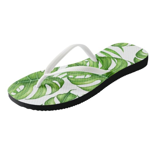 Tropische bladeren teenslippers (Schuin)
