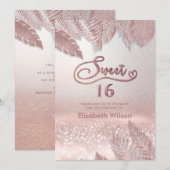 Tropische bladeren, tendy Roos goudglitterie I Kaart (Voorkant / Achterkant)