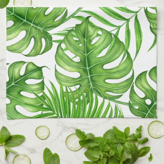 Tropische bladeren theedoek (Gevouwen)