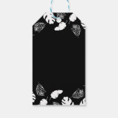 Tropische bladeren uit zwart-wit, elegante grafisc cadeaulabel (Achterkant)