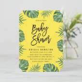 tropische bladeren | uitnodiging tot baby shower (Staand voorkant)
