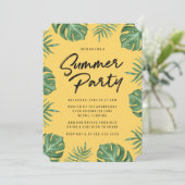 tropische bladeren | Uitnodiging voor zomerfeest (Staand voorkant)