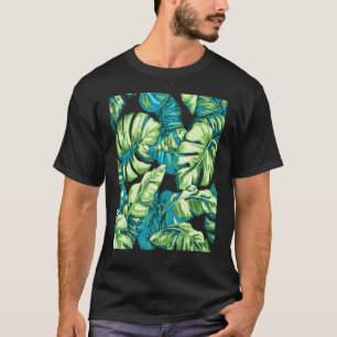 Tropische bladeren van bananen en van Monstera Blu T-shirt