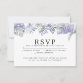Tropische bladeren van de Waterverf Amethyst Plum RSVP Kaartje (Voorkant)