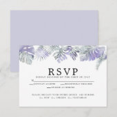 Tropische bladeren van de Waterverf Amethyst Plum RSVP Kaartje (Voorkant / Achterkant)