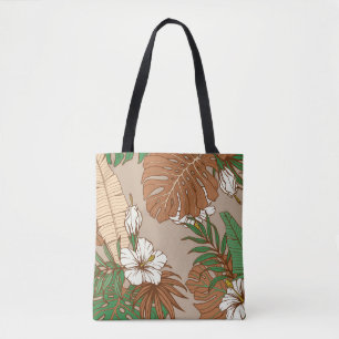 Tropische bladeren van luipaard tote bag