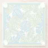 Tropische bladeren, verbluffende kleuren, glazen onderzetter (Achterkant)