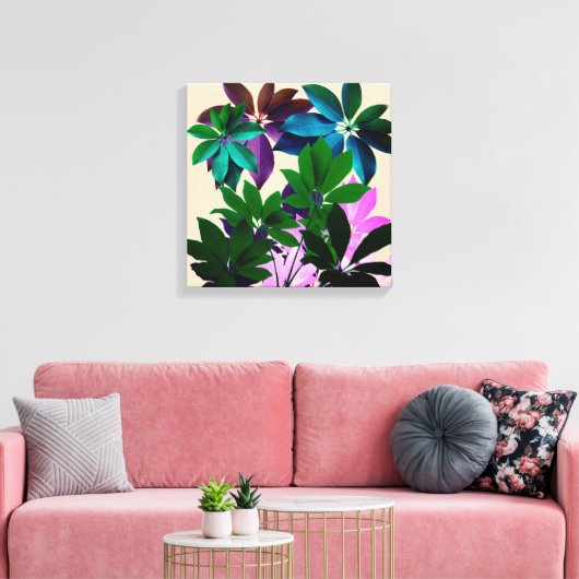 Tropische bladeren verpakt canvas (Insitu (Woonkamer))