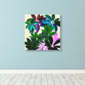 Tropische bladeren verpakt canvas afdruk (Insitu (Houten vloer))
