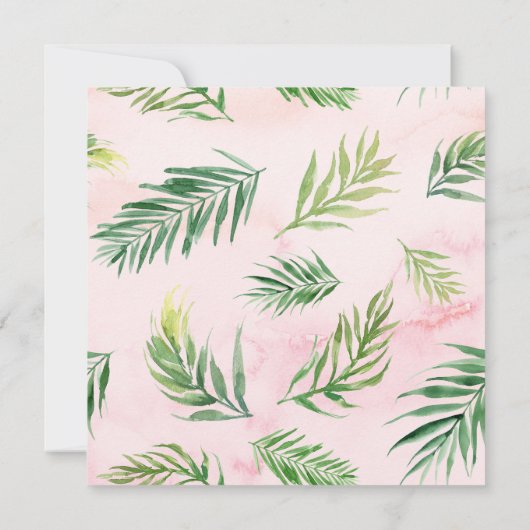 Tropische Bladeren Vierkant Trouw Bruidsfeest Uitn Kaart (Achterkant)