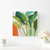 Tropische bladeren vierkante klok (Huis)