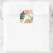 tropische bladeren vierkante sticker (Tas)