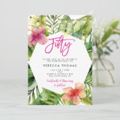 Tropische bladeren vijftig verjaardagsfeestuitnodi kaart (Staand voorkant)