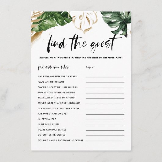 Tropische bladeren vinden de Kaart van het spel va (Voorkant)