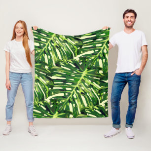 Tropische bladeren vleece Blanket Green Fleece Deken