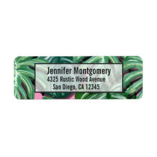 Tropische bladeren Vloeiend groen en duw Etiket