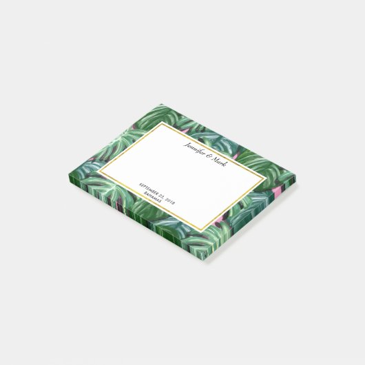 Tropische bladeren Vloeiend groen en duw Post-it® Notes (Schuin)