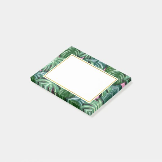 Tropische bladeren Vloeiend groen en duw Post-it® Notes (Schuin)