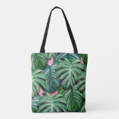 Tropische bladeren Vloeiend groen en duw Tote Bag (Achterkant)