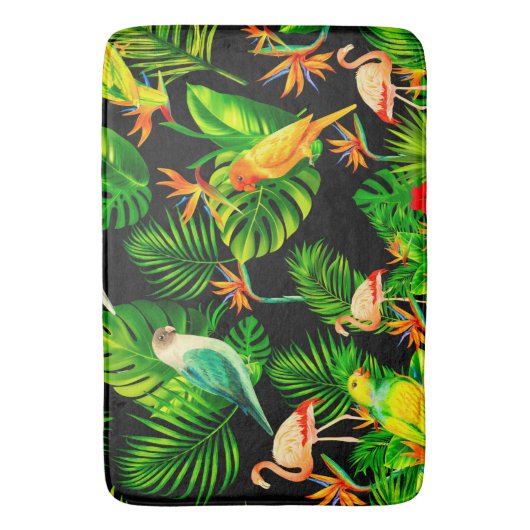 Tropische bladeren vogelregenwoud badmat (Voorkant Verticaal)