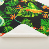 Tropische bladeren vogelregenwoud sherpa deken (3/4)