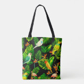 Tropische bladeren vogelregenwoud tote bag (Achterkant)