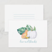Tropische bladeren, vos- en pompoenkaart bedankkaart (Voorkant / Achterkant)