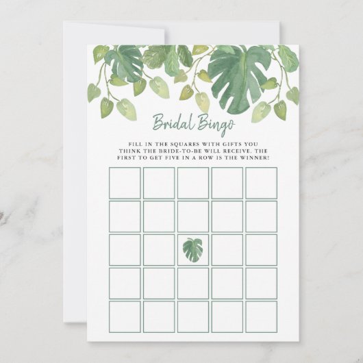 Tropische bladeren | Vrijgezellenfeest Bingo Game Kaart (Voorkant)