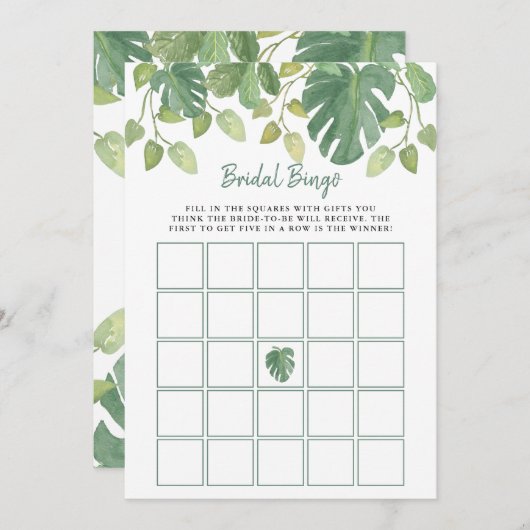 Tropische bladeren | Vrijgezellenfeest Bingo Game Kaart (Voorkant / Achterkant)