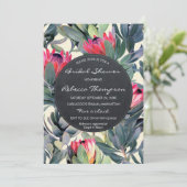 Tropische bladeren vrijgezellenfeest bruiloft uitn kaart (Staand voorkant)