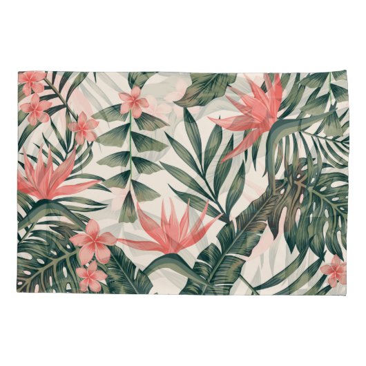 Tropische bladeren, vrolijk strandbehang. kussensloop (Achterkant)