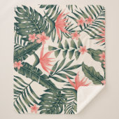Tropische bladeren, vrolijk strandbehang. sherpa deken (Voorkant)
