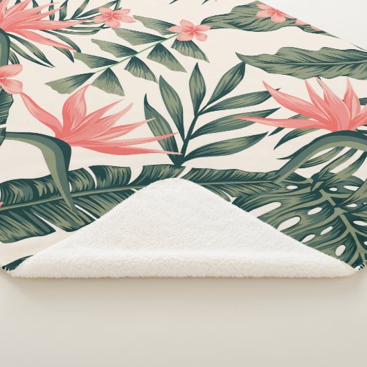 Tropische bladeren, vrolijk strandbehang. sherpa deken (3/4)