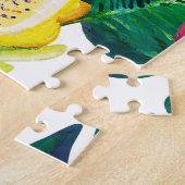 Tropische bladeren, vruchten, gouache naadloos pat legpuzzel (Zijkant)