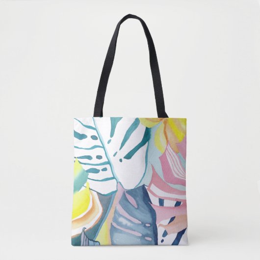 Tropische bladeren Waterverf Abstracte kunst Canva Tote Bag (Voorkant)