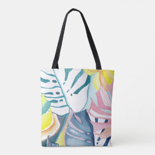 Tropische bladeren Waterverf Abstracte kunst Canva Tote Bag
