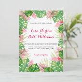 Tropische bladeren waterverf bruiloft uitnodiging (Staand voorkant)